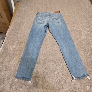 vtg grunge streetwear Frayed Hem Raw Premium Denim Straight Levis Wedgie Jean 28